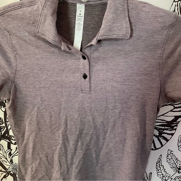 NWT LULULEMON PLAYER’S PRO-FORM POLO SIZE 4 HEATHERED DEEP PHANTOM PURPLE - Picture 4 of 5